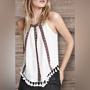 H&M Coachella Official Collection Boho Tank White Tassel Fringe  Size 8